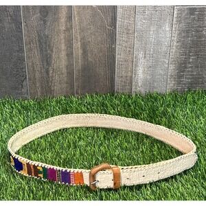 Handcrafted Leather Belt Woven Design Women's Size 36